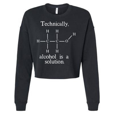 Technically Alcohol is a Solution Funny Nerd Beer Chemistry Cropped Pullover Crew