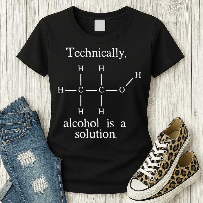 Technically Alcohol is a Solution Funny Nerd Beer Chemistry Womens T-Shirt