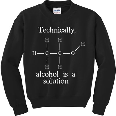 Technically Alcohol is a Solution Funny Nerd Beer Chemistry Kids Sweatshirt