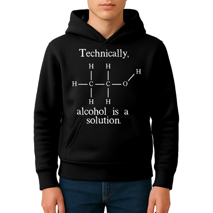 Technically Alcohol is a Solution Funny Nerd Beer Chemistry Kids Hoodie