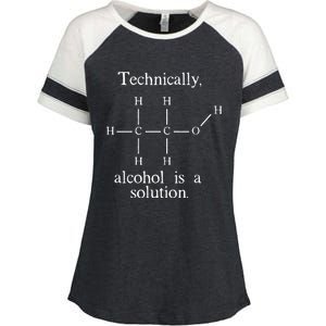 Technically Alcohol is a Solution Funny Nerd Beer Chemistry Enza Ladies Jersey Colorblock Tee