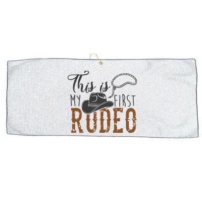 This Actually Is My First Rodeo Funny Cowboy Cowgirl Large Microfiber Waffle Golf Towel