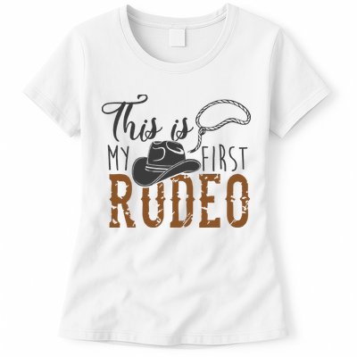 This Actually Is My First Rodeo Funny Cowboy Cowgirl Womens T-Shirt