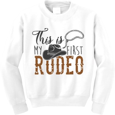 This Actually Is My First Rodeo Funny Cowboy Cowgirl Kids Sweatshirt