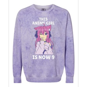 This Anime Is Now 9 Years Old Birthday Kawaii Colorblast Crewneck Sweatshirt