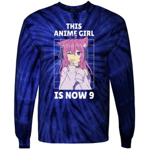 This Anime Is Now 9 Years Old Birthday Kawaii Tie-Dye Long Sleeve Shirt