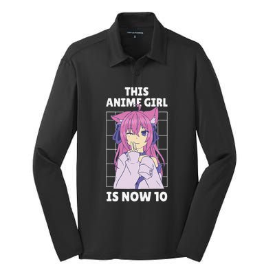 This Anime Is Now 10 Years Old Birthday Kawaii Cute Silk Touch Performance Long Sleeve Polo