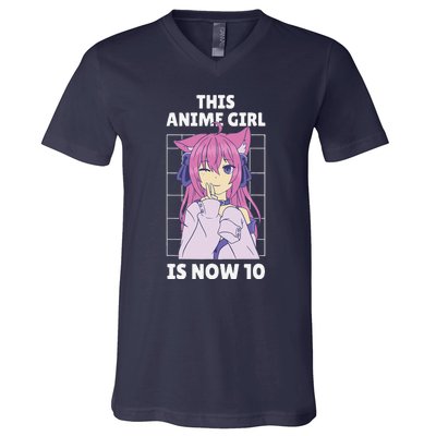 This Anime Is Now 10 Years Old Birthday Kawaii Cute V-Neck T-Shirt