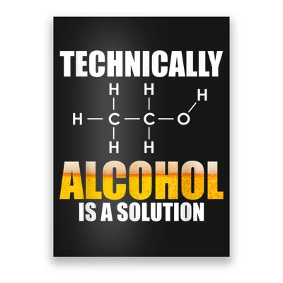 Technically Alcohol Is A Solution Chemical Formula Drinking Poster