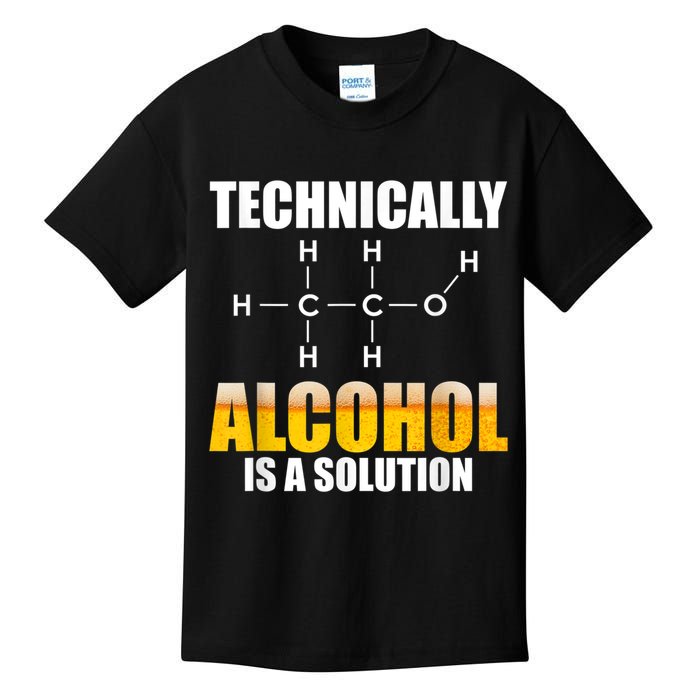 Technically Alcohol Is A Solution Chemical Formula Drinking Kids T-Shirt
