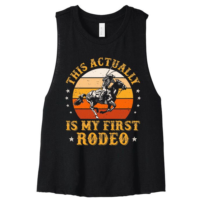 This Actually Is My First Rodeo Country Life Howdy Vintage Women's Racerback Cropped Tank