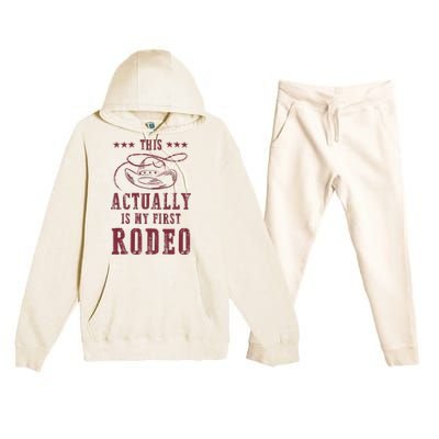 This Actually Is My First Rodeo Cowboy Premium Hooded Sweatsuit Set