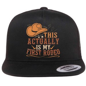 This Actually Is My First Rodeo Cowgirl Bronco Bucking Flat Bill Trucker Hat