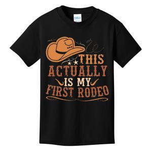 This Actually Is My First Rodeo Cowgirl Bronco Bucking Kids T-Shirt