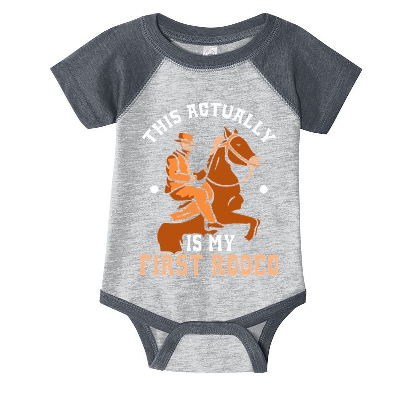 This Actually Is My First Rodeo Texas Cowboy Cute Cowboys Infant Baby Jersey Bodysuit