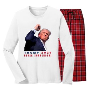 Trump Assassinated Injured In Pennsylvania July 13 2024 Women's Long Sleeve Flannel Pajama Set 