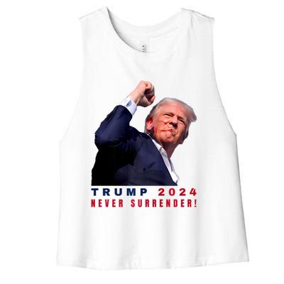 Trump Assassinated Injured In Pennsylvania July 13 2024 Women's Racerback Cropped Tank