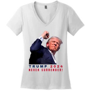 Trump Assassinated Injured In Pennsylvania July 13 2024 Women's V-Neck T-Shirt