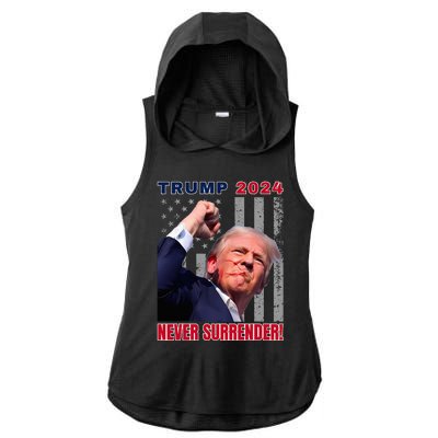 Trump Assassinated Injured In Pennsylvania July 13 2024 Ladies PosiCharge Tri-Blend Wicking Draft Hoodie Tank