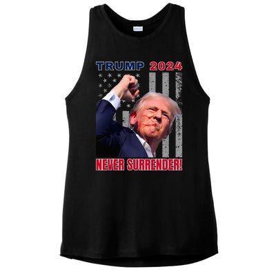 Trump Assassinated Injured In Pennsylvania July 13 2024 Ladies PosiCharge Tri-Blend Wicking Tank