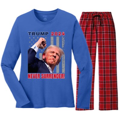 Trump Assassinated Injured In Pennsylvania July 13 2024 Women's Long Sleeve Flannel Pajama Set 