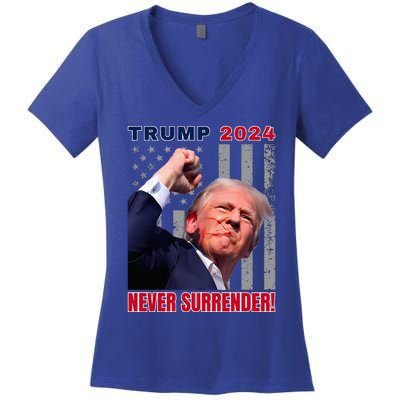 Trump Assassinated Injured In Pennsylvania July 13 2024 Women's V-Neck T-Shirt