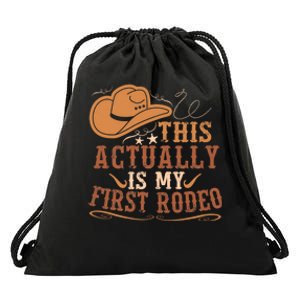 This Actually Is My First Rodeo Cowgirl Bronco Bucking Drawstring Bag