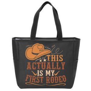 This Actually Is My First Rodeo Cowgirl Bronco Bucking Zip Tote Bag