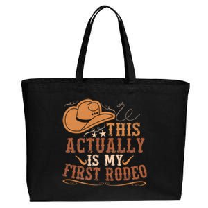 This Actually Is My First Rodeo Cowgirl Bronco Bucking Cotton Canvas Jumbo Tote