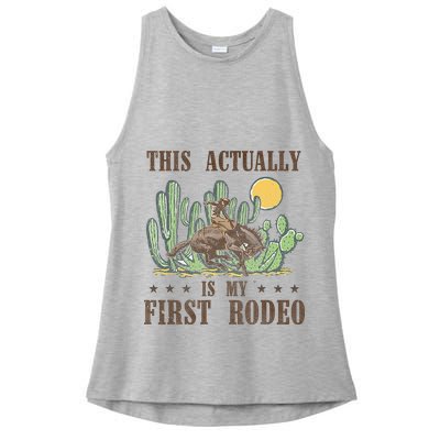 This Actually Is My First Rodeo Western Country Southern Ladies PosiCharge Tri-Blend Wicking Tank