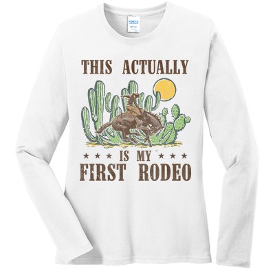 This Actually Is My First Rodeo Western Country Southern Ladies Long Sleeve Shirt