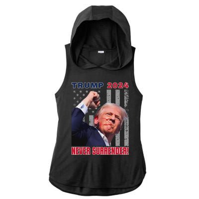 Trump Assassinated Injured Pennsylvania 2024 Design Ladies PosiCharge Tri-Blend Wicking Draft Hoodie Tank