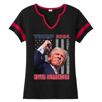 Trump Assassinated Injured Pennsylvania 2024 Design Ladies Halftime Notch Neck Tee