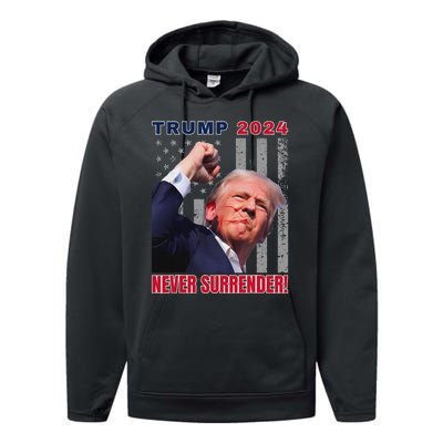 Trump Assassinated Injured Pennsylvania 2024 Design Performance Fleece Hoodie