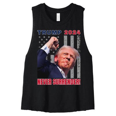 Trump Assassinated Injured Pennsylvania 2024 Design Women's Racerback Cropped Tank