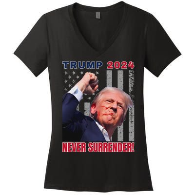 Trump Assassinated Injured Pennsylvania 2024 Design Women's V-Neck T-Shirt