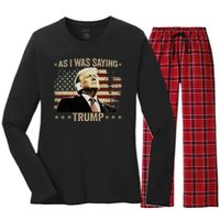 Trump As I Was Saying Trump His Speech Trump Vance Vintage Women's Long Sleeve Flannel Pajama Set 