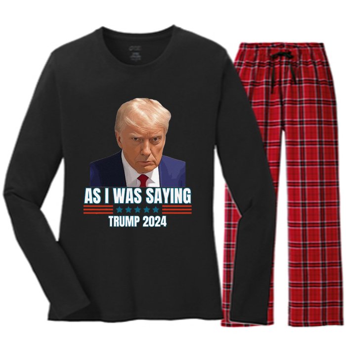 Trump As I Was Saying Trump His Speech Trump Vance Vintage Women's Long Sleeve Flannel Pajama Set 