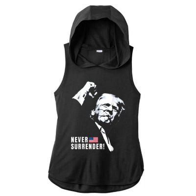 Trump Assassinated Injured In Pennsylvania July 13 2024 Ladies PosiCharge Tri-Blend Wicking Draft Hoodie Tank