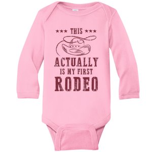 This Actually Is My First Rodeo Cow Baby Long Sleeve Bodysuit