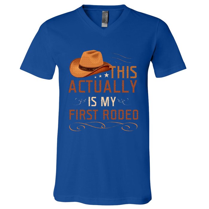 This Actually Is My First Rodeo Cowgirl Country Life V-Neck T-Shirt