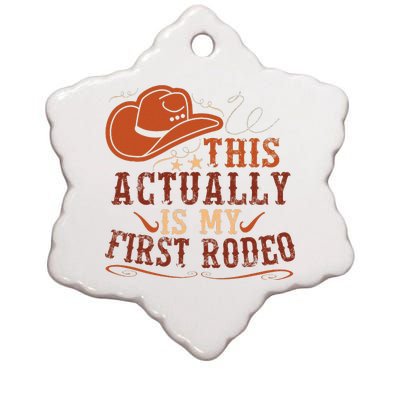 This Actually Is My First Rodeo Cowgirl Bucking Ceramic Star Ornament