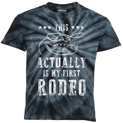 This Actually Is My First Rodeo Cowboy Vintage Kids Tie-Dye T-Shirt