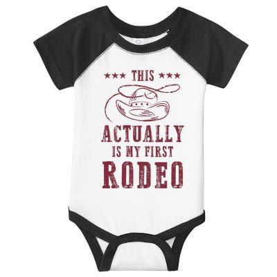 This Actually Is My First Rodeo Cowboy Infant Baby Jersey Bodysuit