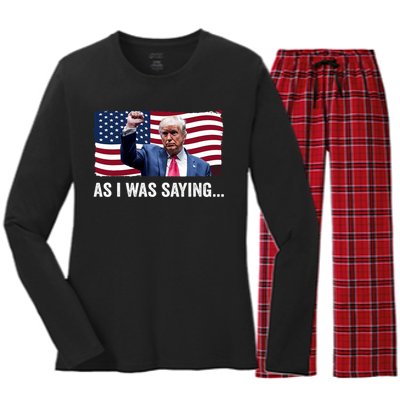 Trump As I Was Saying Trump His Speech Trump Vance Vintage Women's Long Sleeve Flannel Pajama Set 