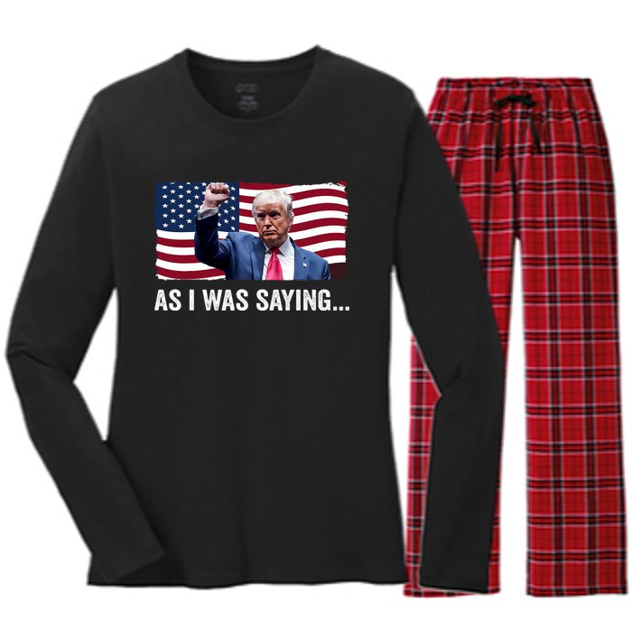 Trump As I Was Saying Trump His Speech Trump Vance Vintage Women's Long Sleeve Flannel Pajama Set 