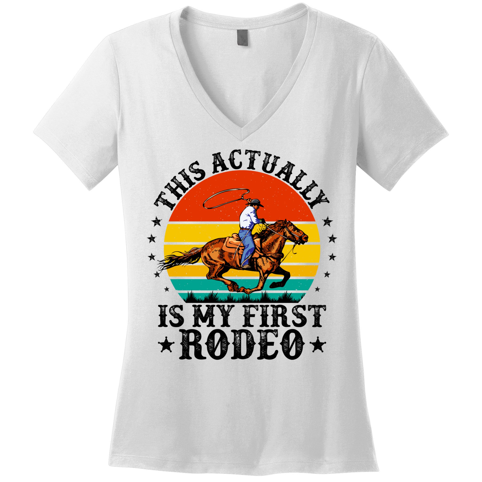 This Actually Is My First Rodeo Country Life Howdy Vintage Women's V-Neck T-Shirt