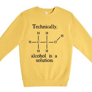 Technically Alcohol Is A Solution Funny Nerd Beer Chemistry Premium Crewneck Sweatshirt