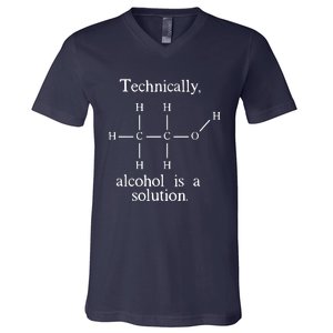 Technically Alcohol Is A Solution Funny Nerd Beer Chemistry V-Neck T-Shirt