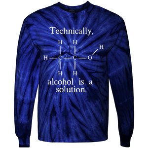 Technically Alcohol Is A Solution Funny Nerd Beer Chemistry Tie-Dye Long Sleeve Shirt